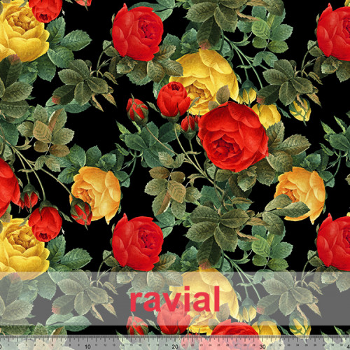 Tela de crespón con mucha caída. Estampado de flores.