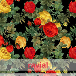 Tela de crespón con mucha caída. Estampado de flores.