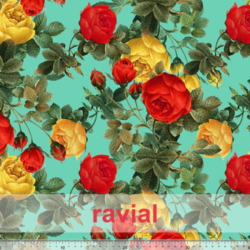 Tela de crespón con mucha caída. Estampado de flores.