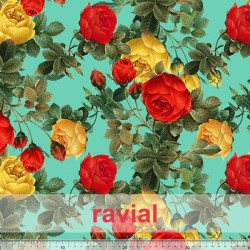 Tela de crespón con mucha caída. Estampado de flores.