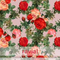 Tela de crespón con mucha caída. Estampado de flores.