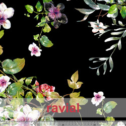 Tela de crespón con mucha caída. Estampado de lunares de flores.