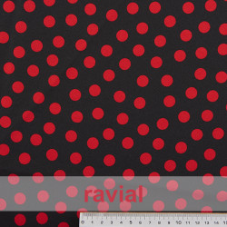 BASICO STRECH EST. BULERIA GR. Polyester fabric. Big polka dot print 3,50 cm.