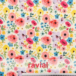 Tejido de algodón con estampado de flores.