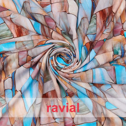 Tejido suave con mucha caída. Estampado abstracto.