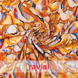 Tejido suave con mucha caída. Estampado abstracto.