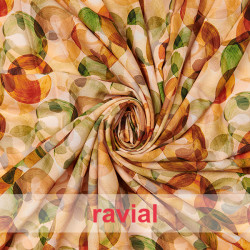 Tejido suave con mucha caída. Estampado abstracto.