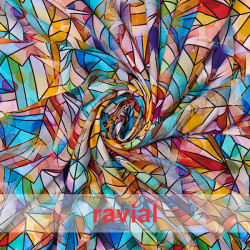Tejido suave con mucha caída. Estampado abstracto.