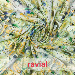 Tejido suave con mucha caída. Estampado abstracto.
