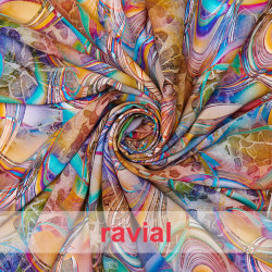 Tejido suave con mucha caída. Estampado abstracto.