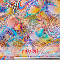 Tejido suave con mucha caída. Estampado abstracto.
