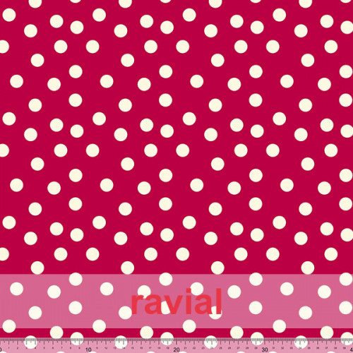 Tejido de punto con estampado de lunares de 1,50 cms.