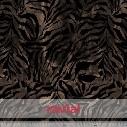 Tela de punto. Tejido de uso habitual para faldas de ensayo. Suave, con mucha caída. Estampado animal print.