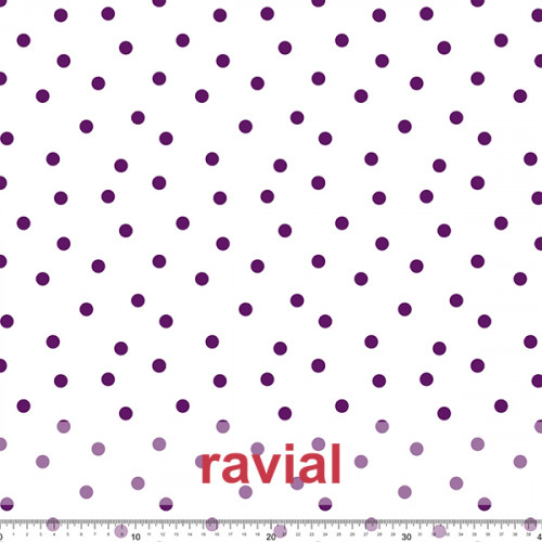 Tejido de apariencia de lino. Estampado de lunar de 1 cm.