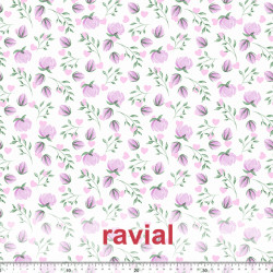 Tejido apariencia lino, reciclado. Estampado de flores.