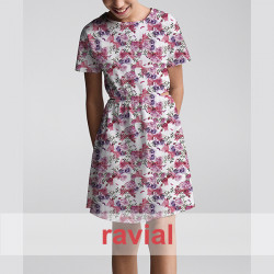 Tejido apariencia lino, reciclado. Estampado de flores.