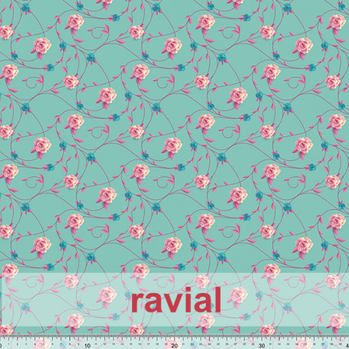 Tejido apariencia lino, reciclado. Estampado de flores.