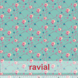 Tejido apariencia lino, reciclado. Estampado de flores.