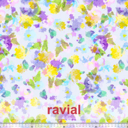 Tejido apariencia lino, reciclado. Estampado de flores.