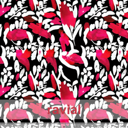 Tejido elástico especial para bañadores. Estampado de hojas abstractas.