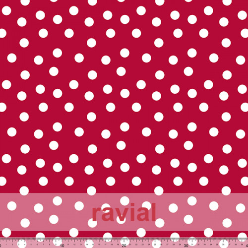 Tejido elástico especial para bañadores. Estampado de lunares de 1,50 cms.