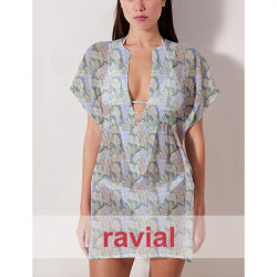 BOHO. Tejido de gasa arrugada (yoryu), con un poco de brillo. Estampado de hojas.