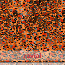 BOHO. Tejido de gasa arrugada (yoryu), con un poco de brillo. Estampado leopardo naranja.