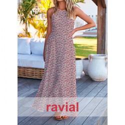 BOHO. Tejido de gasa arrugada (yoryu), con un poco de brillo. Estampado leopardo rojo.