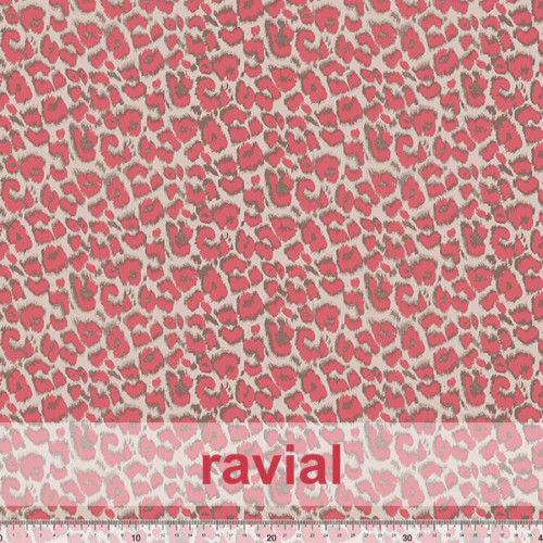 BOHO. Tejido de gasa arrugada (yoryu), con un poco de brillo. Estampado leopardo rojo.