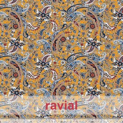 BOHO. Tejido de gasa arrugada (yoryu), con un poco de brillo. Estampado cachemir.