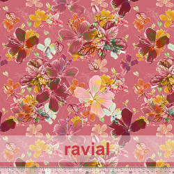 BOHO. Tejido de gasa arrugada (yoryu), con un poco de brillo. Estampado de flores.
