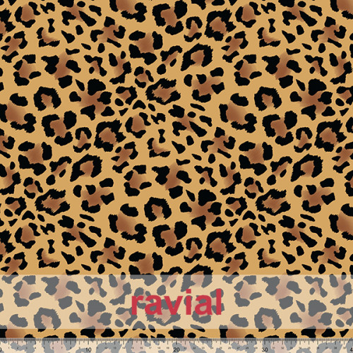 BOHO. Tejido de gasa arrugada (yoryu), con un poco de brillo. Estampado de leopardo de 4,00 cms.