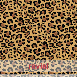 BOHO. Tejido de gasa arrugada (yoryu), con un poco de brillo. Estampado de leopardo de 4,00 cms.