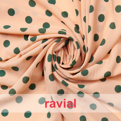 AYLACAR. Tejido tipo georgette. Estampado de lunares de 1,50 cm.