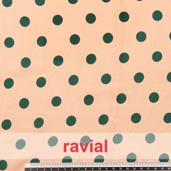 AYLACAR. Tejido tipo georgette. Estampado de lunares de 1,50 cm.