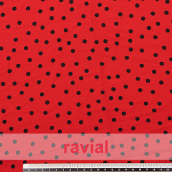 MADROÑO. Tejido tipo georgette estampado de lunares de 1.02 CM.