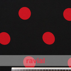 IRUELA. Tejido finito estampado con lunares grandes de 4,50 cm.