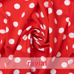 GUADALETE. Tejido suave con elastano. Estampado de lunares de 2,00 cm.