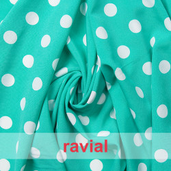 GUADALETE. Tejido suave con elastano. Estampado de lunares de 2,00 cm.