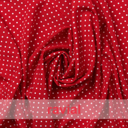 ALCANTARA. Tejido suave con elastano. Estampado de lunares de 4 mm.