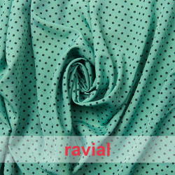 ALCANTARA. Tejido suave con elastano. Estampado de lunares de 4 mm.