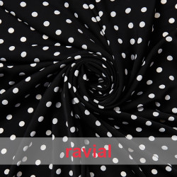 GARVIN. Tejido de crespón suave con elastano. Estampado de lunares de 1,00 cm.