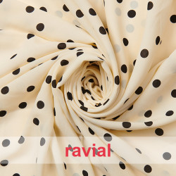 RAGOL. Tejido tipo georgette un poco más tupido y algo elástico. Estampado de lunares 1,00 cm.