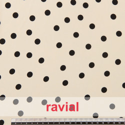 RAGOL. Tejido tipo georgette un poco más tupido y algo elástico. Estampado de lunares 1,00 cm.