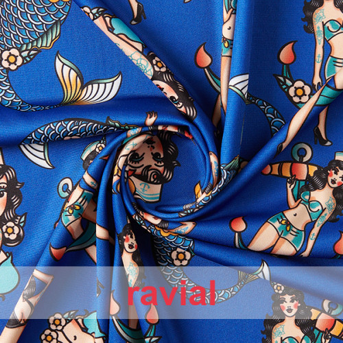 Tejido de punto con estampado sirenas.