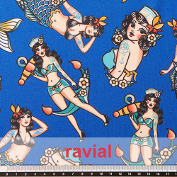 Tejido de punto con estampado sirenas.