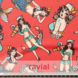 Tejido de punto con estampado sirenas.