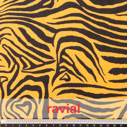 Tejido de punto con estampado cebra flúor.