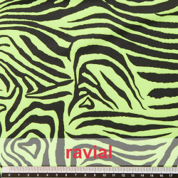 Tejido de punto con estampado cebra flúor.