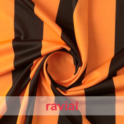Tejido de punto con estampado rayas 4.50 cm flúor.